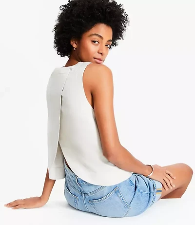 Petite Linen Blend Petal Back Shell