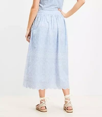 Petite Floral Embroidered Scalloped Maxi Skirt