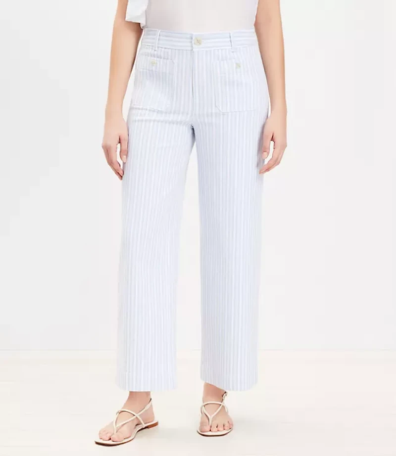 Petite Curvy Palmer Wide Leg Crop Pants in Textured Stripe