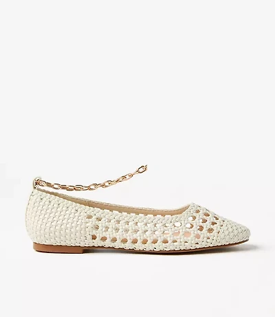 Crochet Chain Ankle Strap Ballet Flats