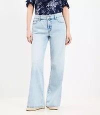 Petite Curvy Mid Rise Wide Leg Jeans Light Wash