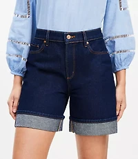 Petite A-Line High Rise Denim Shorts Rinse Wash