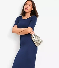 Crochet Trim Ribbed Maxi Sweater Dress