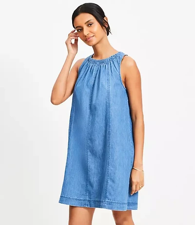 Petite Chambray Seamed Mini Dress