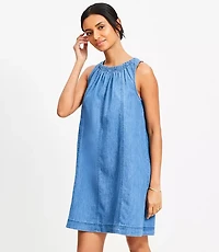 Petite Chambray Seamed Mini Dress
