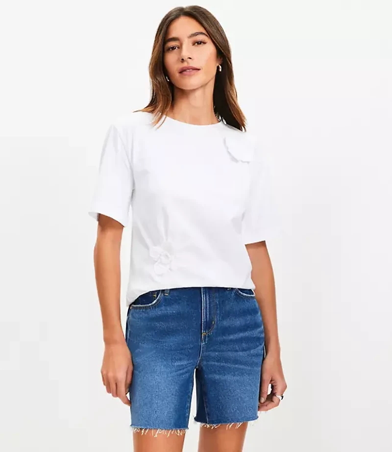 Petite Floral Cinched Tee