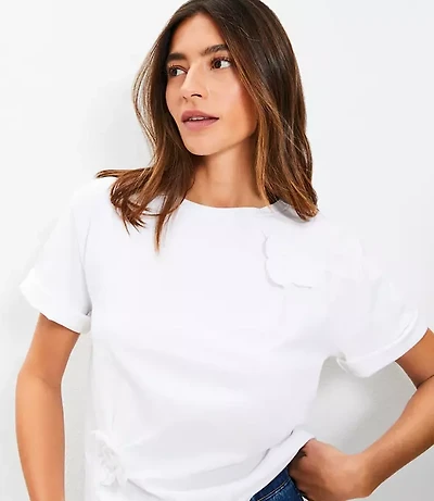 Petite Floral Cinched Tee