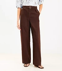 Belted Slim Wide Leg Pants