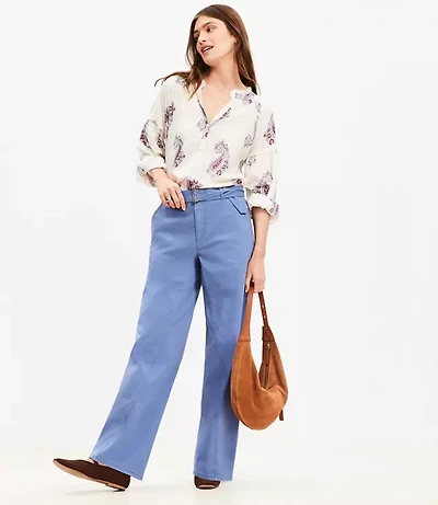 Belted Slim Wide Leg Pants