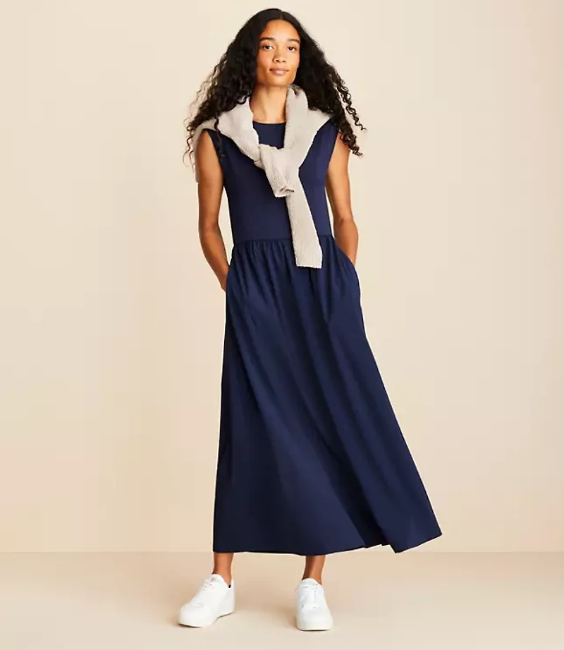 Lou & Grey Mixed Media Maxi Pocket Dress