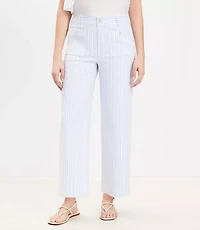 Curvy Palmer Wide Leg Crop Pants in Textured Stripe