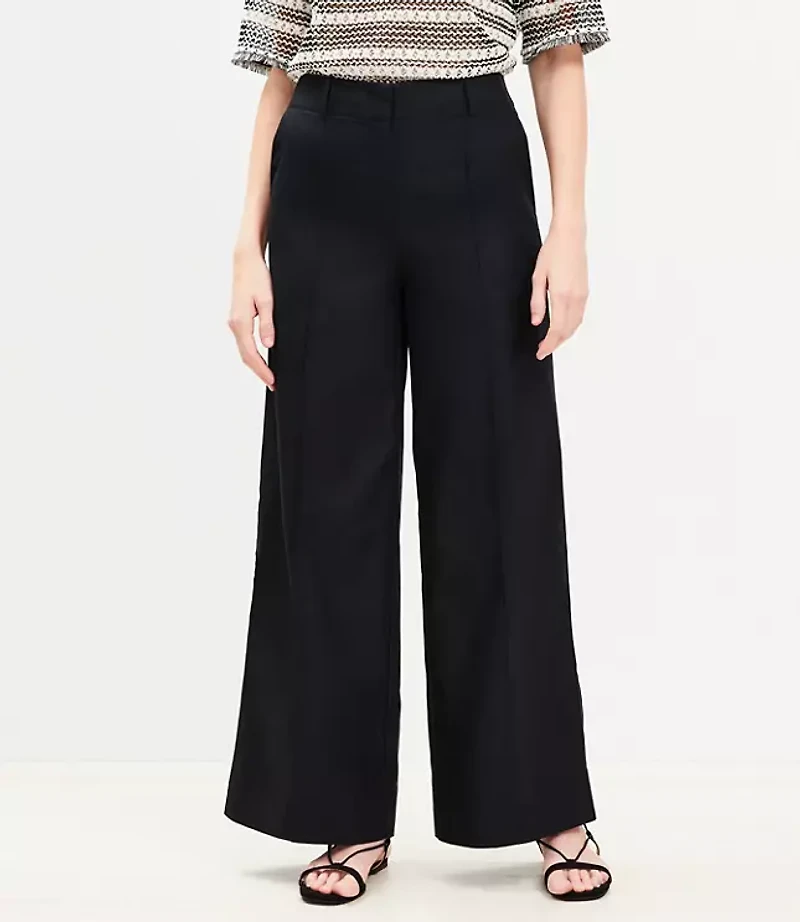 Petite Curvy Pintucked Wide Leg Pants