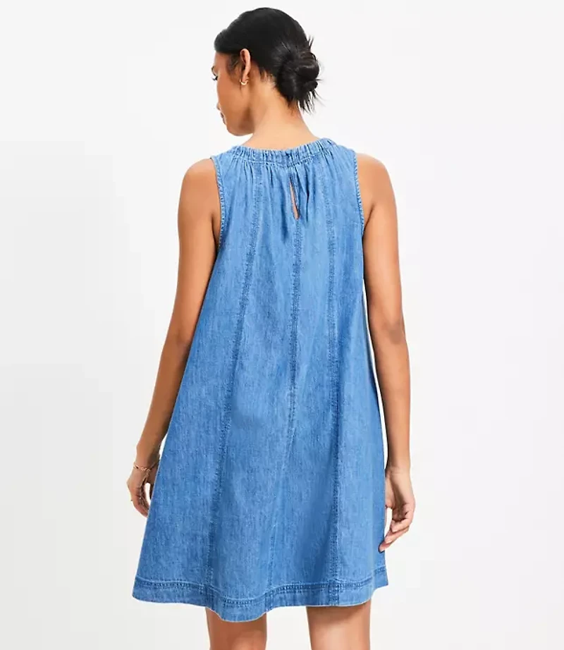 Tall Chambray Seamed Mini Dress