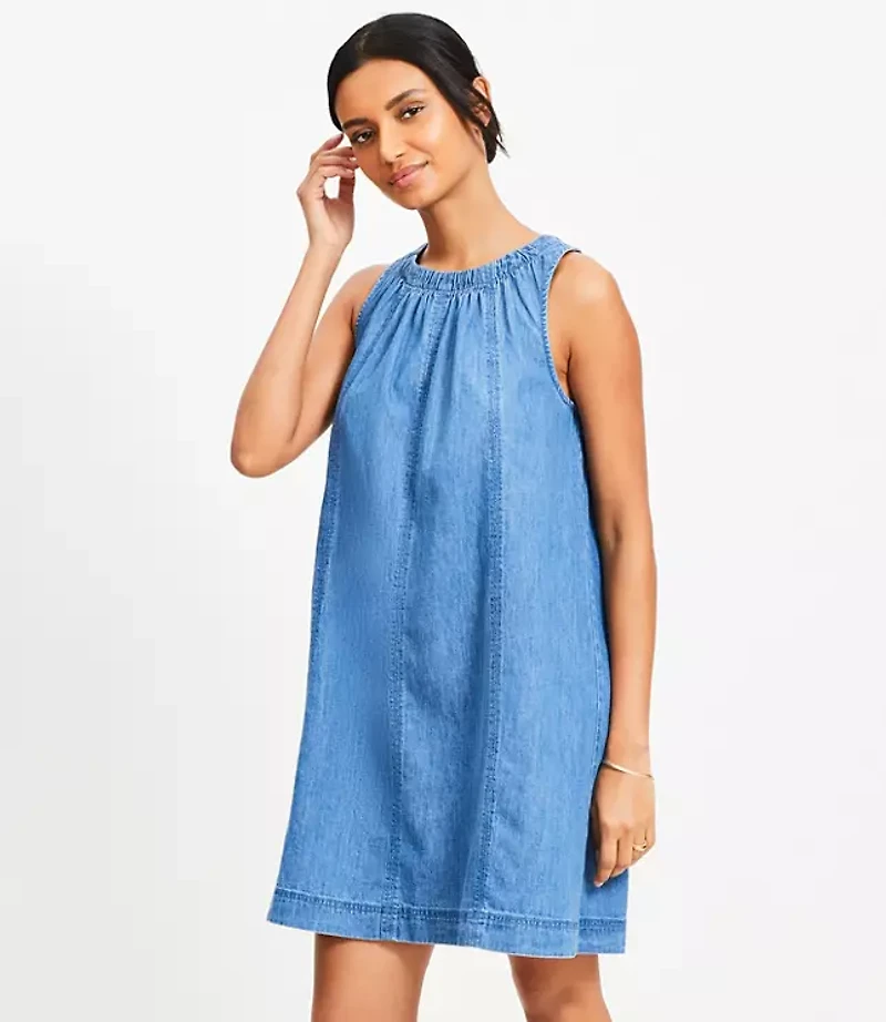 Tall Chambray Seamed Mini Dress
