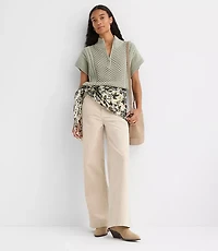 Cable Half Zip Wedge Sweater