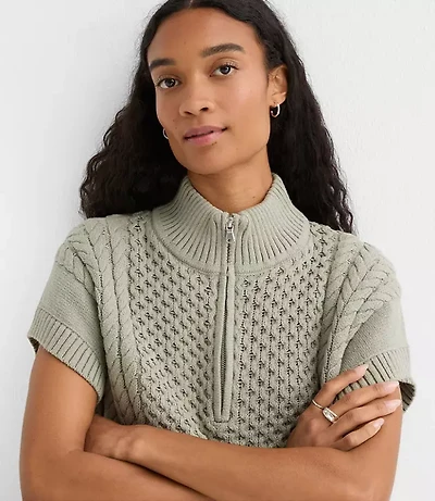 Cable Half Zip Wedge Sweater