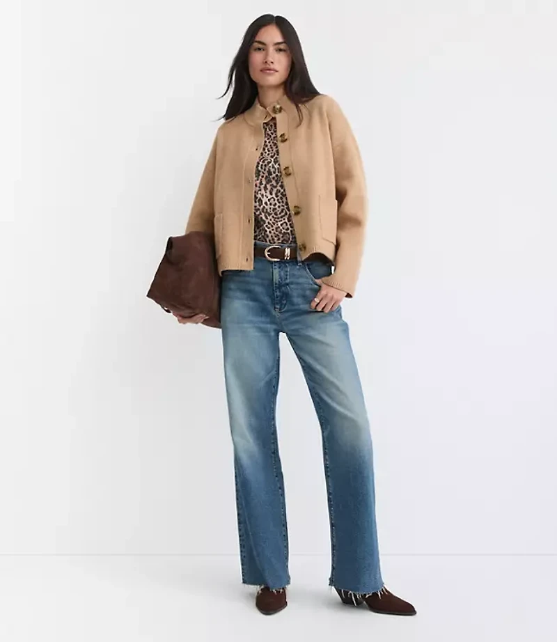 Ribbed Mock Neck Sweater Jacket