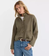 Ribbed Mock Neck Sweater Jacket