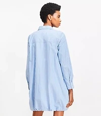 Striped Poplin Bubble Hem Mini Pocket Shirtdress