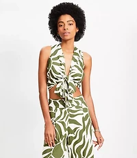 LOFT Beach Sunny Linen Blend Tie Front Top