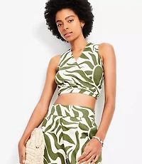 LOFT Beach Sunny Linen Blend Tie Front Top