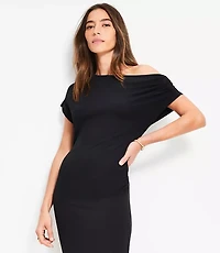 Asymmetrical Neck Ruched Mini Dress
