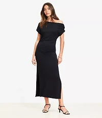 Asymmetrical Neck Ruched Mini Dress