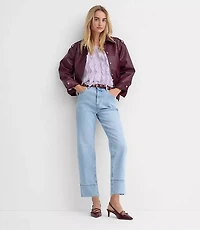 Fresh Cut Cuffed High Rise Straight Jeans Light Wash Indigo