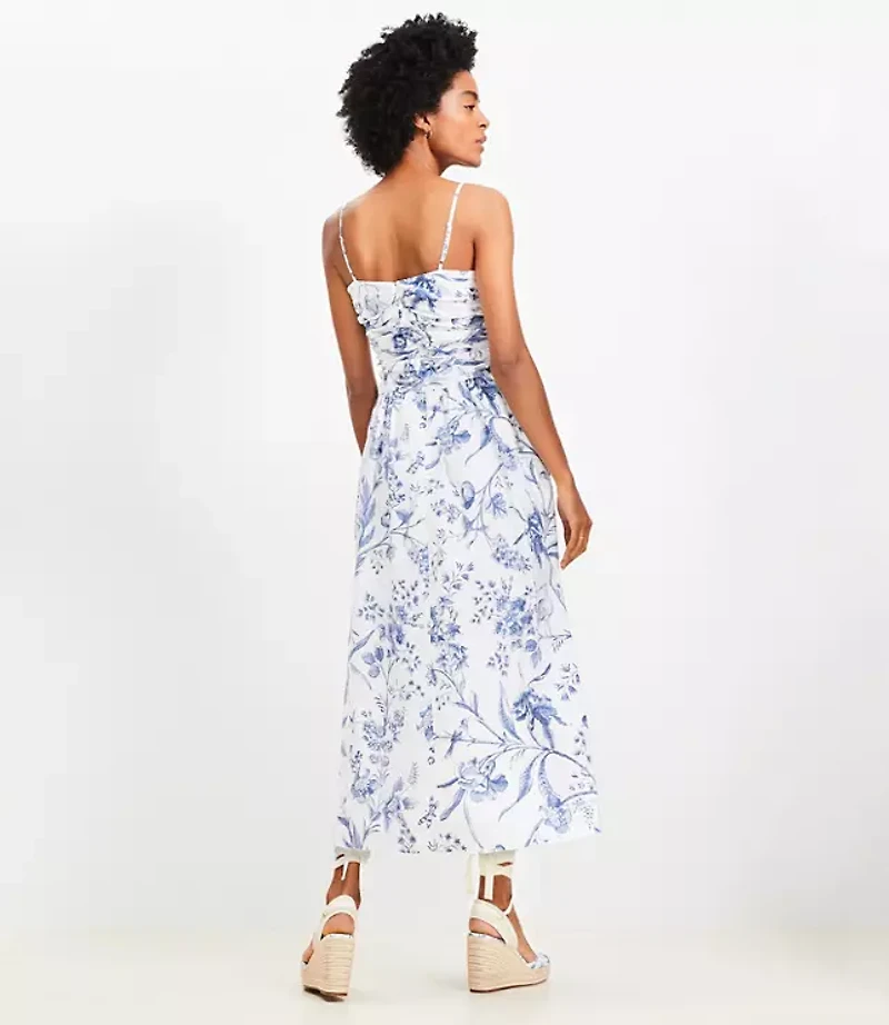 Petite Bird Toile Strappy Midi Pocket Dress