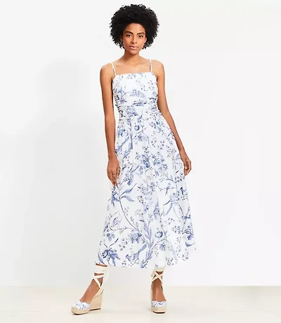 Petite Bird Toile Strappy Midi Pocket Dress
