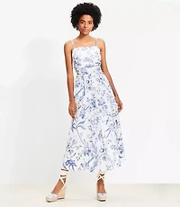 Petite Bird Toile Strappy Midi Pocket Dress