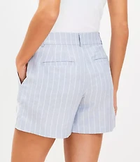 Floral Embroidered Stripe Riviera Shorts Linen Blend