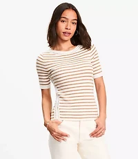 Striped Crochet Trim Sweater Tee