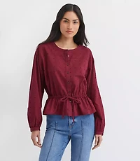 Clip Tie Peplum Shirt