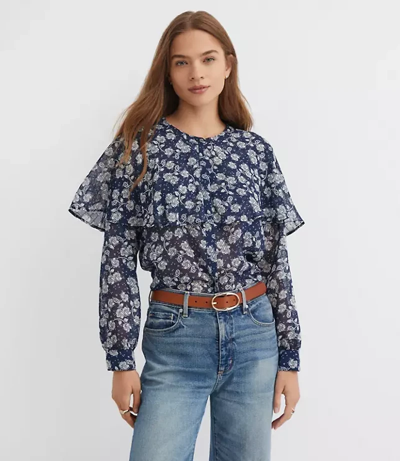 Floral Cape Blouse
