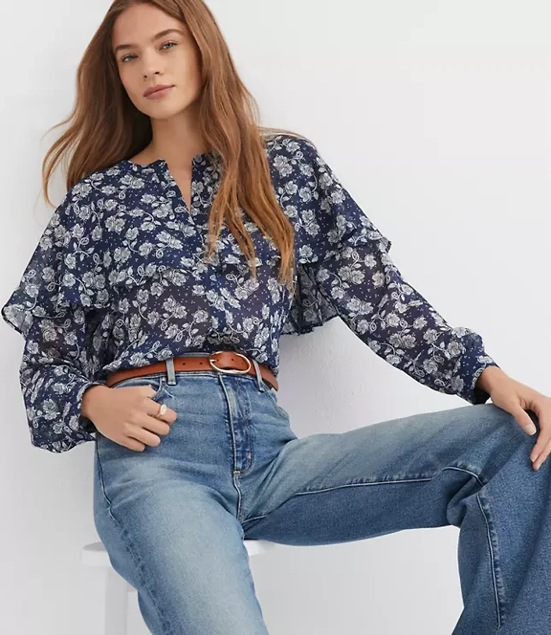 Floral Cape Blouse