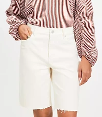 Petite Denim Bermuda Shorts in Ivory