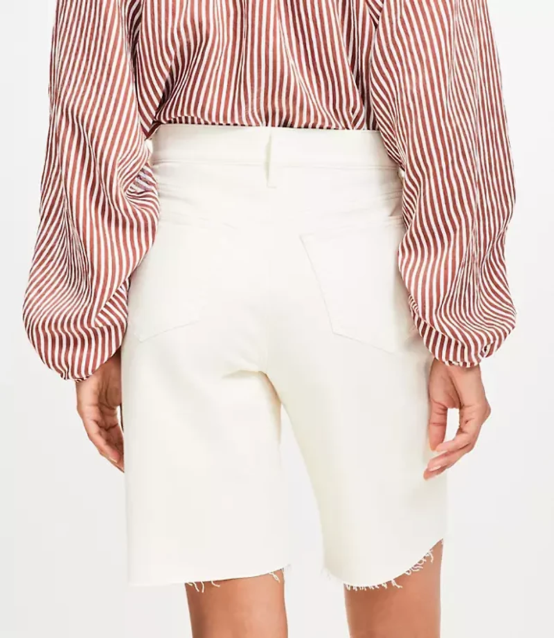 Petite Denim Bermuda Shorts in Ivory