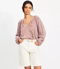 Petite Denim Bermuda Shorts in Ivory