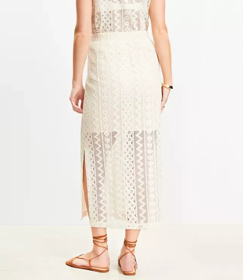 LOFT Beach Geo Crochet Midi Skirt