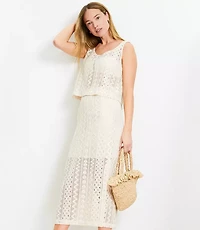 LOFT Beach Geo Crochet Midi Skirt