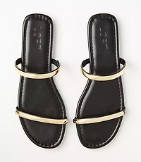 Metallic Trim Double Strap Sandals
