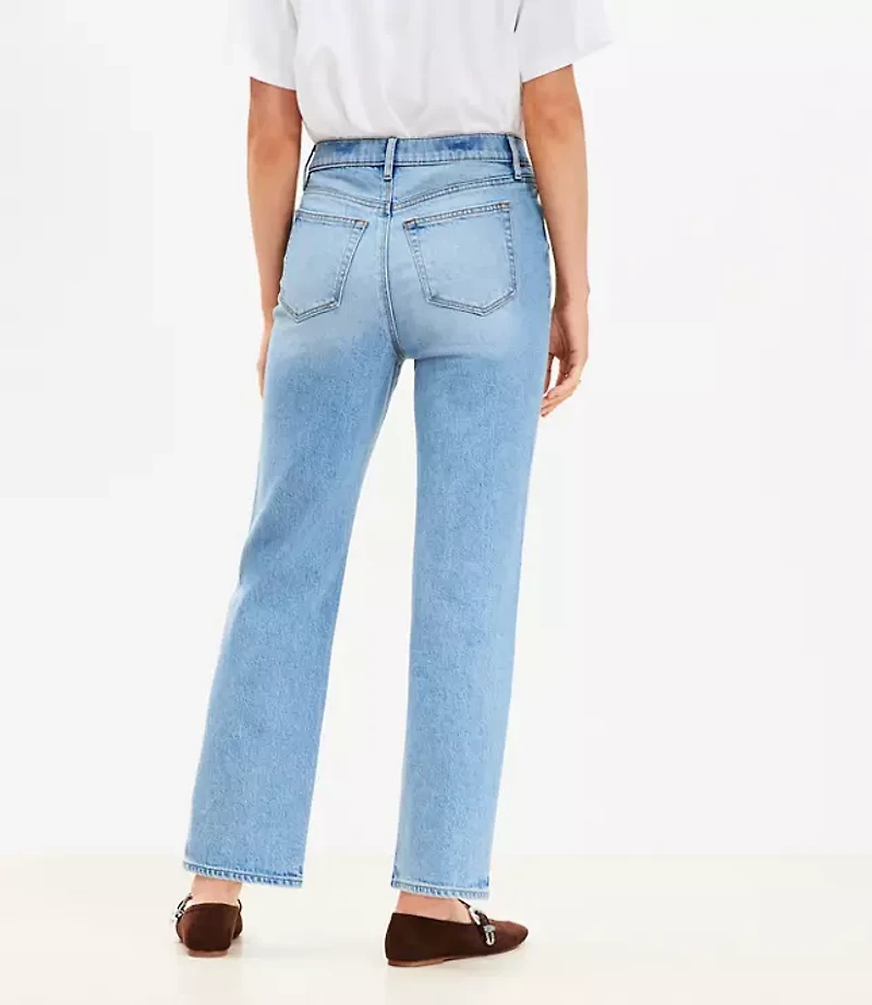 High Rise Straight Jeans Light Vintage Wash