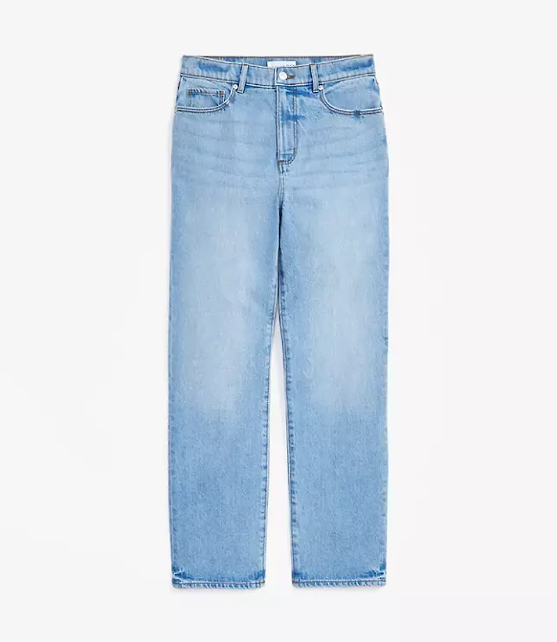 High Rise Straight Jeans Light Vintage Wash