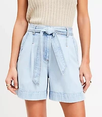 Chambray Belted Shorts