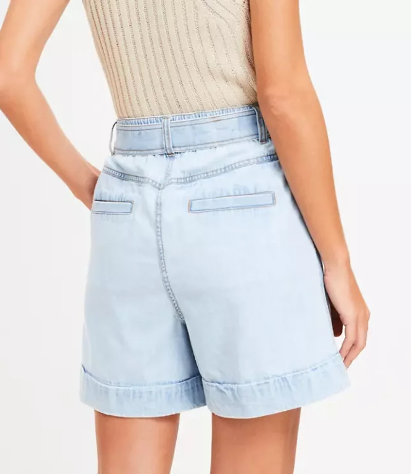 Chambray Belted Shorts