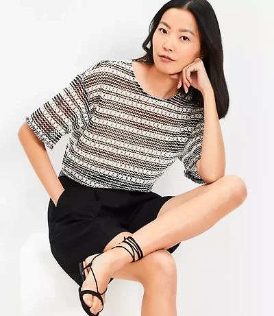 Petite Striped Crochet Modern Tee