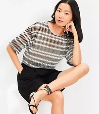 Petite Striped Crochet Modern Tee