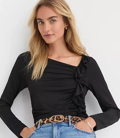 Ruffle Side Ruched Top