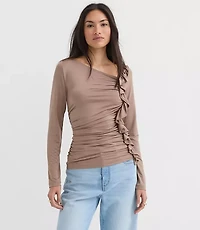 Ruffle Side Ruched Top